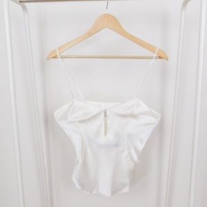 Vintage White Silky Slip Blouse